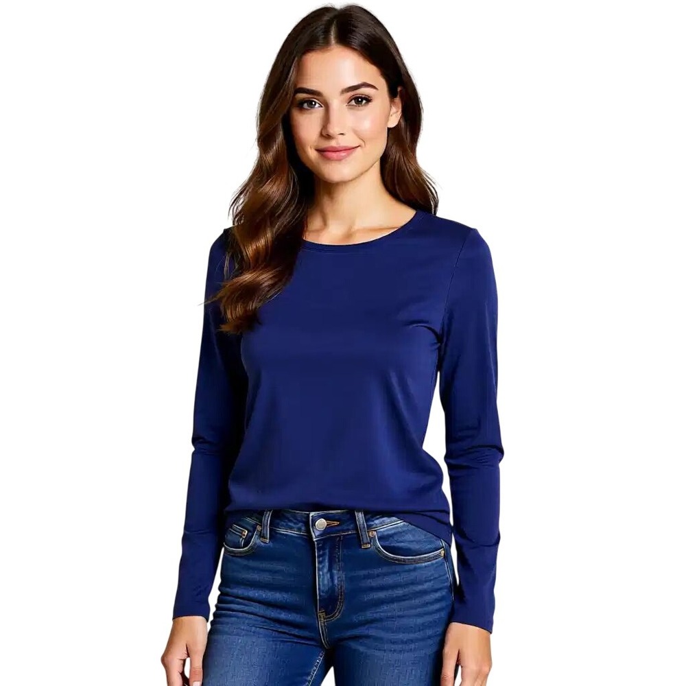 Old Navy Perfect Long Sleeve‎ Crewneck T Shirt Blue Md NWT